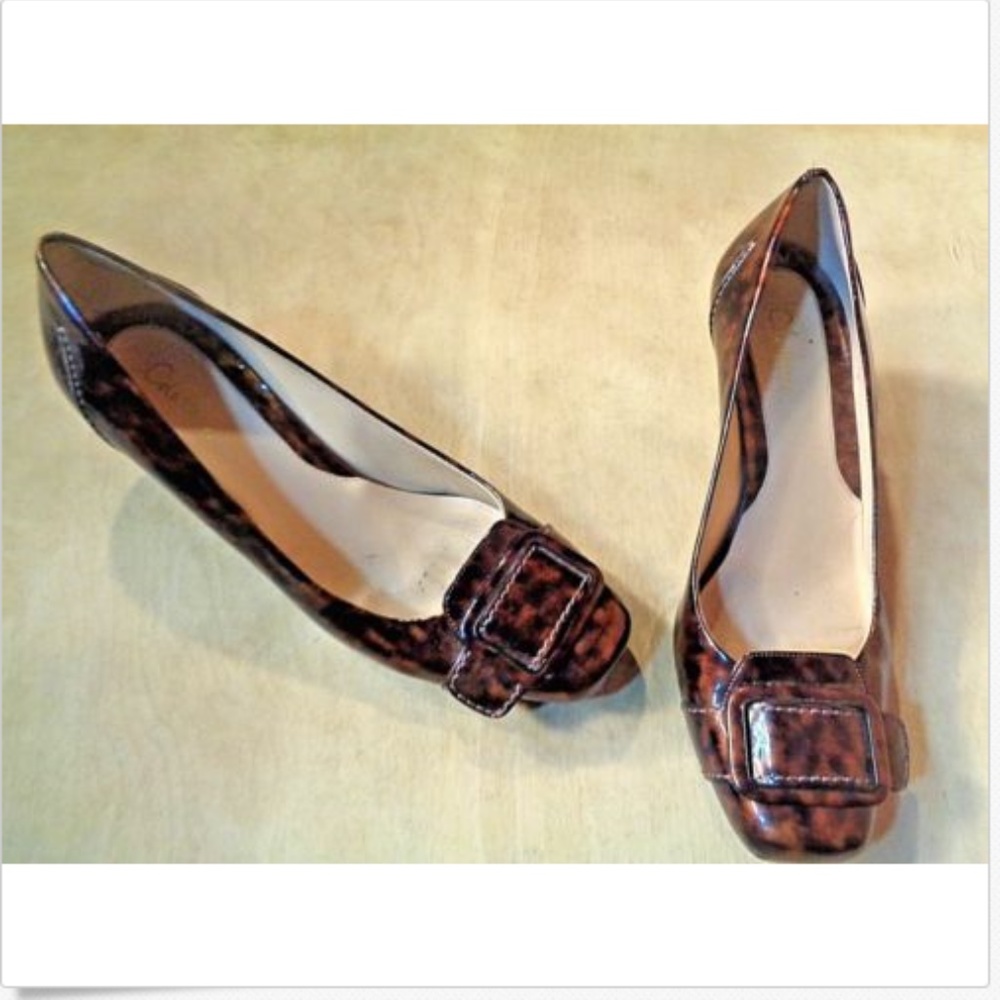Cole Haan Syndey Leather Pumps Tortoise Heels 8B